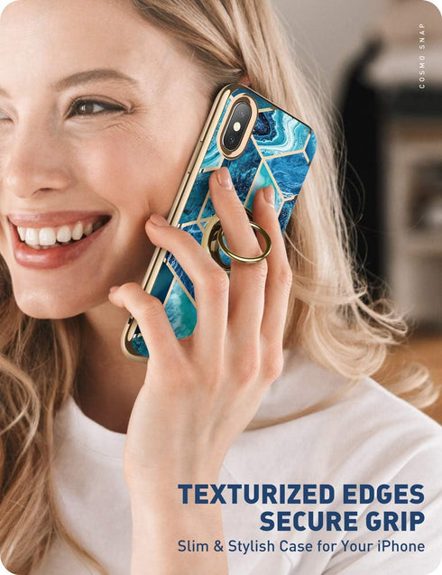 i-Blason Cosmo Snap Case Designed for iPhone Xs (2018) / iPhone X (2017), Slim with Built-in 360° Rotatable Ring Holder Kickstand Supports Car Mou...