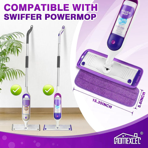 HOMEXCEL Reusable Microfiber Mop Pads for Swiffer PowerMop 8 Pack, Power Mop Pads Refills for 13 ''-15 '' Spray Mop, Machine Washable Power Mop Pa...