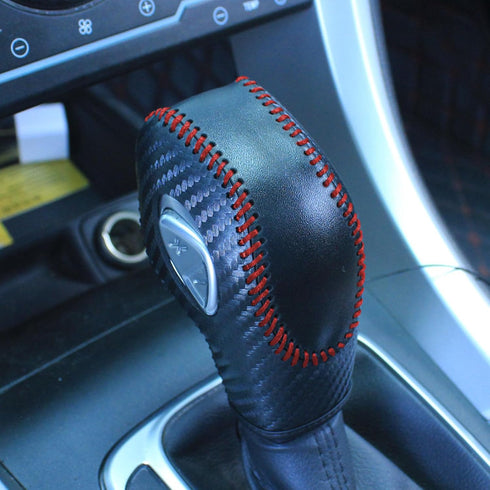PU Carbon Fiber Gear Shift Knob Cover Fit for Ford Focus (2012-2016), Fiesta (2014-2016), Fusion S, SE (2013-2016)...