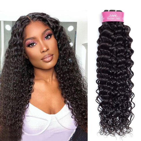 Water Wave Bundles Human Hair Water Curly Wave Human Hair Bundles 14 inch 1 Bundle Wet and Wavy Human Hair Weave Bundles Brazilian Unprocessed Vir...