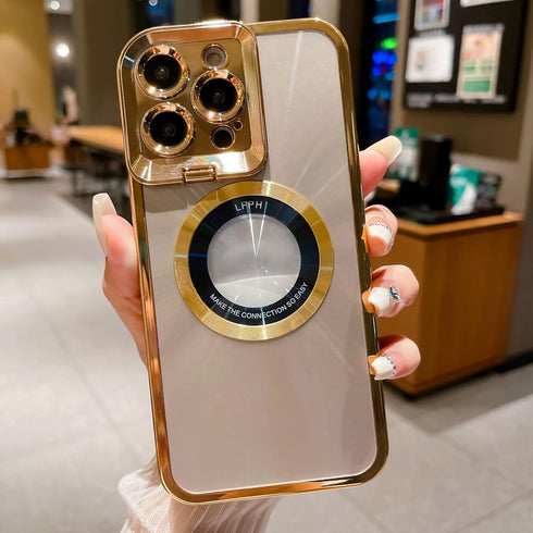 MZELQ for iPhone 13 Pro Max Case Plating Magnetic ?Compatible with Magsafe? Logo View Luxury Elegant Camera Protection Classic Screen Protector Me...