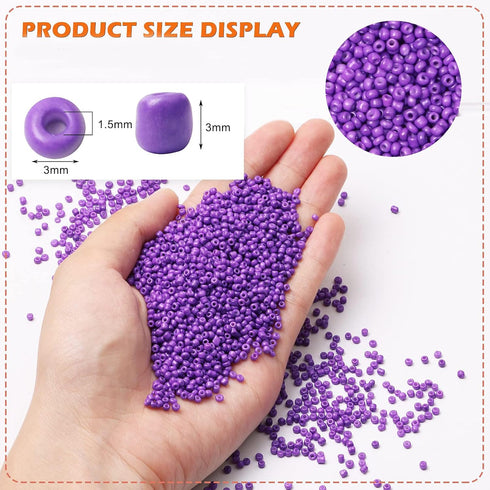 5000pcs Glass Seed Beads Bulk, 3mm 8/0 Craft Small Pony for DIY Projects Bracelets Necklace Jewelry Making - Purple Waist Spacer With Tweezers...