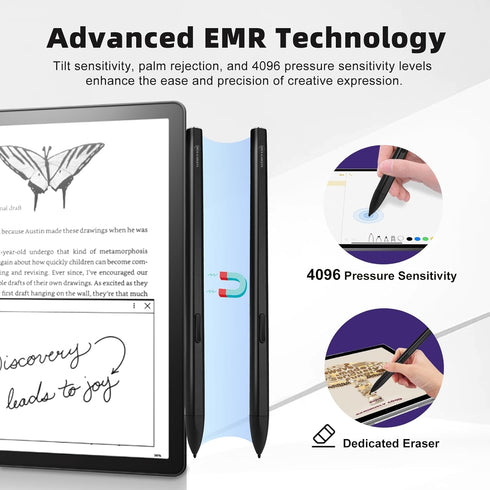 EMR Stylus Pen for Remarkable 2, Samsung - 4096 Pressure Level Sensitivity, Palm Rejection, Natural Tilt, Magnetic Design, No Charging. Comes with...