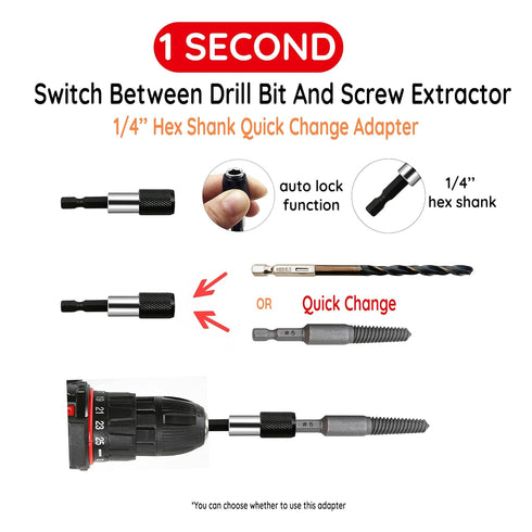 11 Pcs Screw Extractor Set, Easy Out Screw Extractor and HSS Left-Hand Drill Bits Set Bolt Extractor Set,Reverse Drill Bit Extractor Set for Ez Ou...