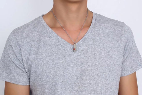 DIB Stainless Steel Medical Alert ID Pill Bottle Container Pendant Necklace for Men Women, Free Chain 20"...