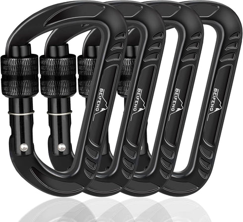 Heavy Duty Lightweight Locking Carabiner Clips D Ring for Camping Hiking Outdoor Gym etc, Carabiner with Lock Small Carabiners for Dog Leash & Har...