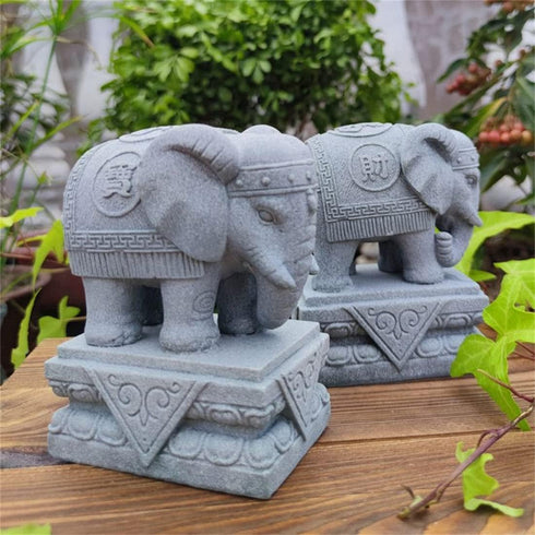 Fish Tank Decorations Asian Aquarium Foo Dogs Statue A Pair FengShui Elephant Ornaments for 10 Gallon or Smaller Fish Tanks & Pet Betta Fish Rest ...