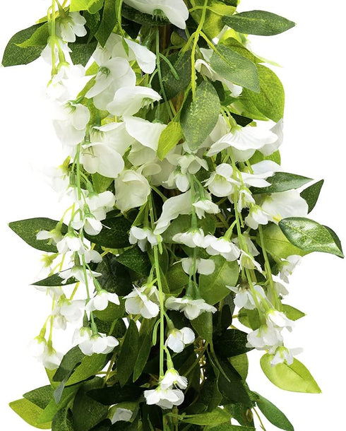 Wisteria Garland Artificial Flowers Wisteria Vine - 5Pcs Total 33ft Fake Wisteria Hanging Flower...