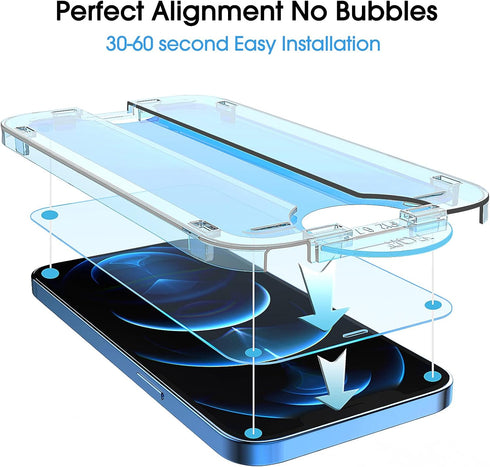 amFilm OneTouch Screen Protector for iPhone 12 Pro Max (6.7", 2020) with Easy Installation Kit, Tempered Glass, 2 Pack......