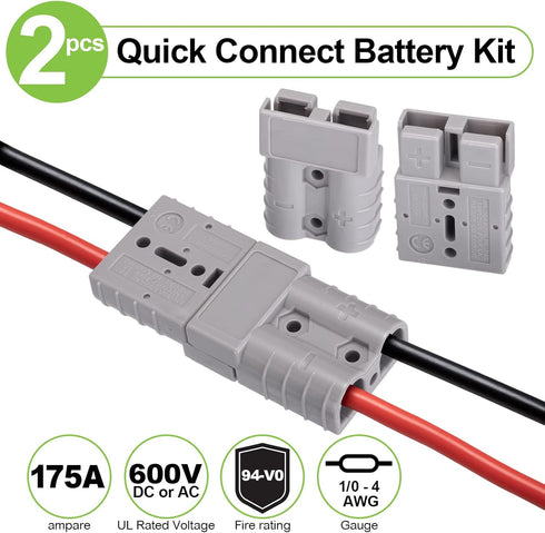 Spurtar 175A 1/0 AWG Battery Quick Connect Disconnect Fits 1/0 AWG Cable (2 Pack) Wire Harness Plug for Winches, Trailer or Other Electrical Devic...