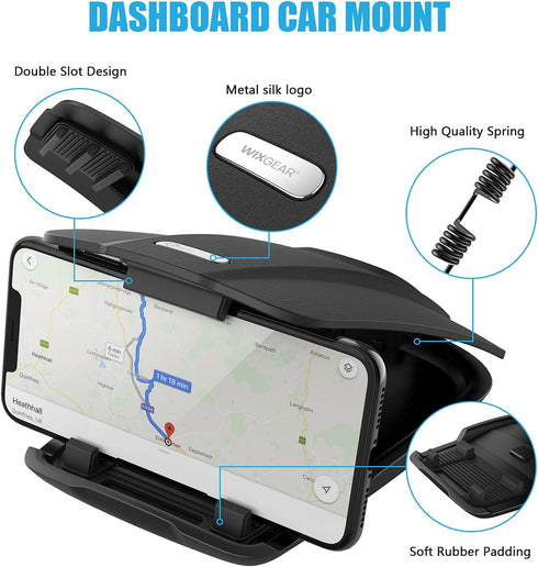 WixGear Car Phone Mount, Dashboard Cell Phone Holder, Dash Mount Cell Phone Holder for Smartphone, Mobile Phone Car Mat Pad for Samsung, Galaxy, N...