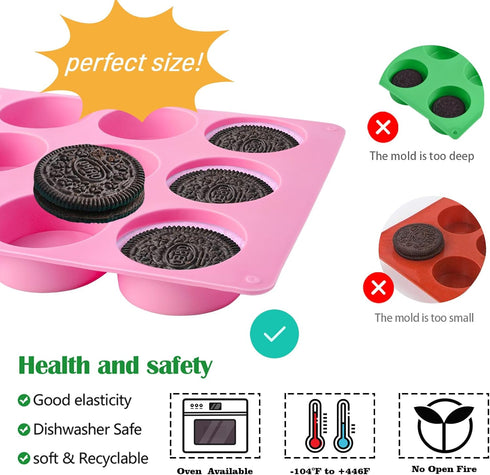 Actvty Round Chocolate Cookie Molds, 3 Pieces 12-Cavity Cylinder Chocolate Silicone Molds for Covered Oreo, Cookies Candy Jelly Mini Cakes and Muf...