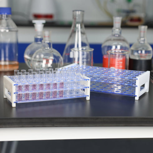 stonylab Test Tube Rack, 3-Tier Detachable Blue Plastic Test Tube Rack Tube Holder Stand Rack for Laboratory Scientific Experiments, 5/8 inch 50-P...