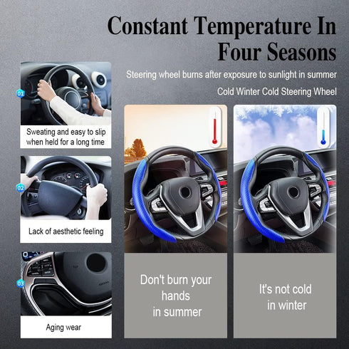 Steering Wheel Cover, Car Carbon Fiber Anti-Skid Steering Wheel Cover, Segmented Steering Wheel Protector Car Interior Accessories Suitable for Mo...