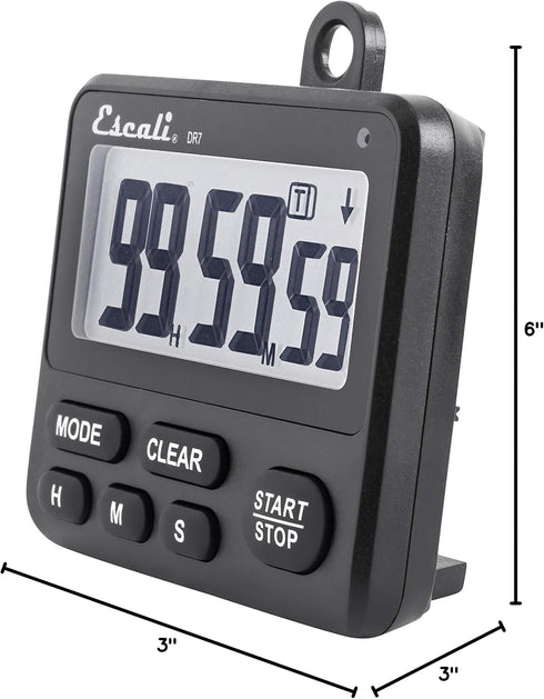 Escali Extra Loud Display Digital Kitchen Timer with Clock Mode, Recall Timer Magnetic Back...
