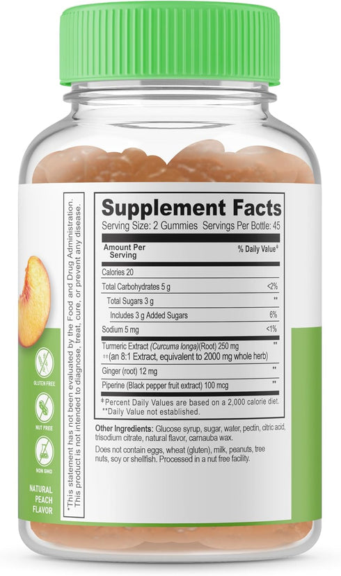 Lifeable Turmeric Curcumin with Ginger & Black Pepper Extract – 2000mg – Great Tasting Natural Flavor Gummy –Vegetarian GMO-Free Supplement – 90 G...
