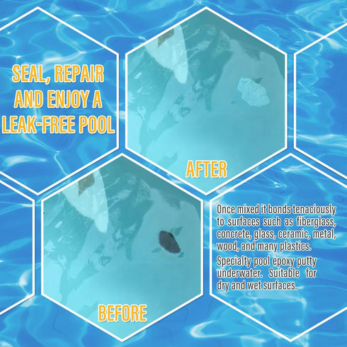Pool Putty, 2 in 1 Pool Putty for Leaks Underwater or above, Easy DIY Pool Epoxy Putty with Strong Bond, for Fixing Pool & Spa Cracks,Works on Con...