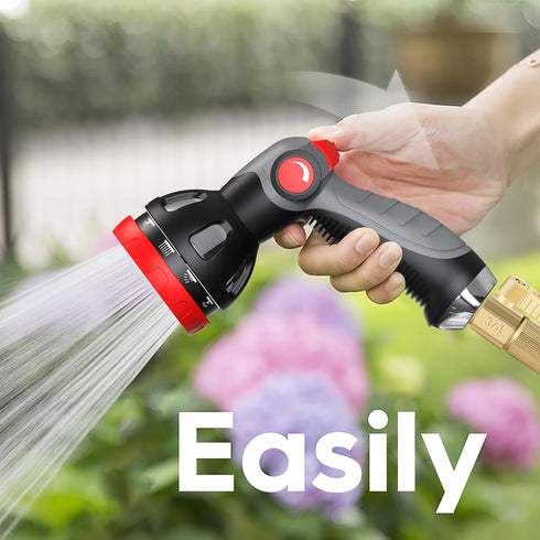 Garden Hose Nozzle - 10 Adjustable Patterns Metal High Pressure Hose Nozzle, Garden Hose Spray Nozzle with Thumb Control Design, Hose Sprayer for ...