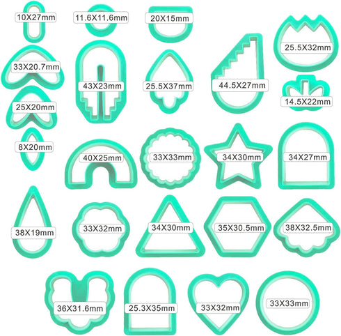 312 PCS Polymer Clay Cutters Set, 24 Shapes Clay Earring Cutters with Earrings Accessories, Clay Pattern Cutting Molds, Plastic Clay Cutters for P...