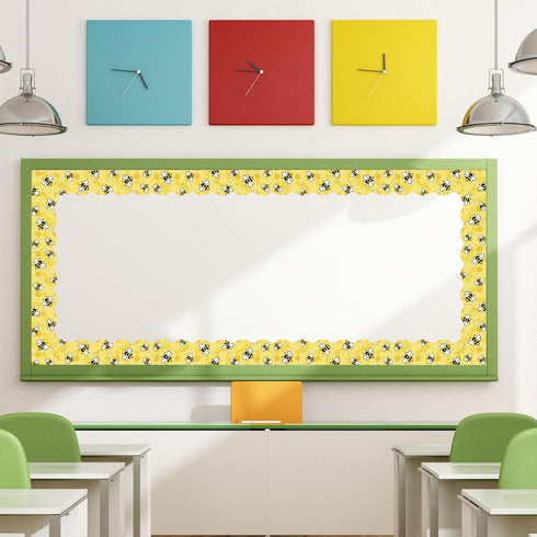 Whaline 32.8Ft Summer Bee Bulletin Board Border Yellow Bee Honeycomb Die Cut Trim Border Roll for Summer Bee Day Home Party Supplies...