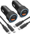 Car Charger, 38W 2-Port Fast Charging Cigarette Lighter USB-C Car Charger, iPhone Car Charger 2 Pack for iPhone 15 Plus/15 Pro/15 Pro Max/iPad Pro...
