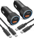 Car Charger, 38W 2-Port Fast Charging Cigarette Lighter USB-C Car Charger, iPhone Car Charger 2 Pack for iPhone 15 Plus/15 Pro/15 Pro Max/iPad Pro...