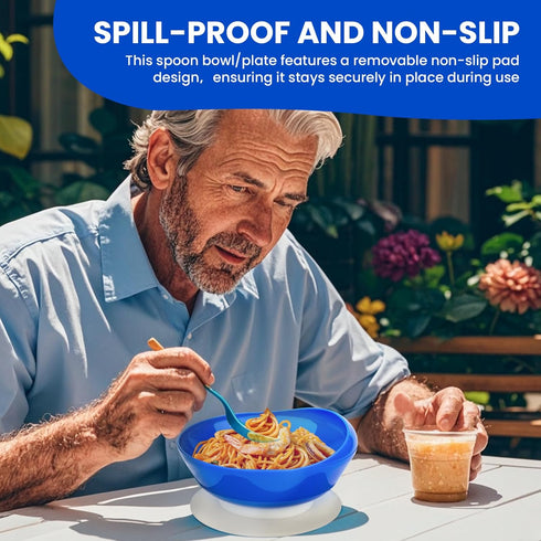 2Pack Spill Proof Scoop Bowl with Non-Skid Suction Base, Adaptive Self-Feeding Dinnerware for Elderly and Disabled...