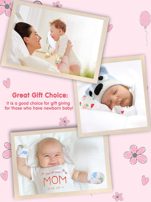 Syhood 20 Pairs Newborn Baby No Scratch Mittens Boy Girl Infant Toddler Unisex Elastic Cotton Wrist Gloves Set for 0-6 Months...