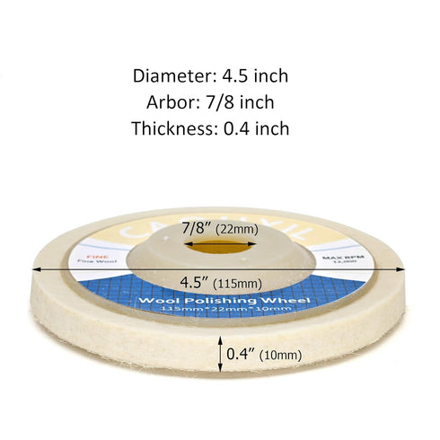 5PCS Wool Polishing Wheel Disc 4.5" x 7/8", Wool Felt Disc Buffing Wheel for Angle Grinder, Polishing Pad for Metal Marble Glass Ceramic, Fine Woo...