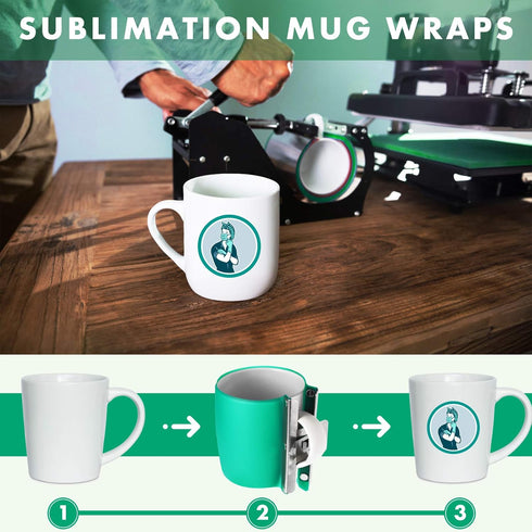 Mudder 3 Pieces 3D Sublimation Silicone Mug Wraps, 11 oz 12 oz and 15 oz Green Transfer Mug Mold Cup Clamp Fixture for Printing Cups Tumblers Subl...