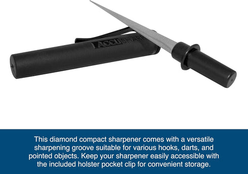 AccuSharp Diamond Compact Tapered Rod Sharpener, Portable Knife & Tool Sharpener for Serrated Blades, Fillet Knives & Fish Hooks, Knife Honing Ste...