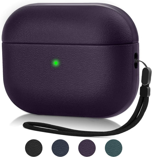Upgrade Cover Compatible with Airpods Pro Case, Leather Texture Full-Body Protective Case Cover Compatible with Airpods Pro,Wireless Charging and ...