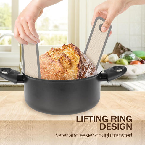 Silicone Bread Sling for Dutch Oven, 2 PCS Non-Stick & Easy Clean Reusable Silicone Bread Baking Mat with Long Handles, Easy to Transfer Sourdough...