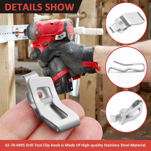 Belt Clips for Milwaukee, 2pcs 42-70-0495 Drill Tool Clips Hook Kit with Screws for Milwaukee Drill Stubby Impact Wrench Hex Impact Driver Hex Hyd...