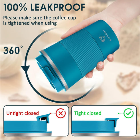 CS COSDDI Stainless Steel Travel Mug 12oz - Vacuum Insulated Coffee Travel Mug Spill Proof with Leakproof Lid - Double Walled Reusable Tumbler Cup...