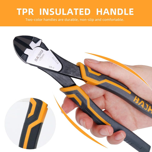 Diagonal Cutting Pliers, 7 Inch Premium CR-V Steel Wire Cutters, Heavy Duty Side Cutting Pliers, PVC Handle Comfort Grip...