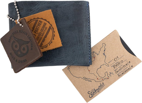 Hide & Drink, Classic Wallet Handmade from Full Grain Leather, Card Organizer, Money Holder, Vintage Pocket, Travel Accessories - Slate Blue...