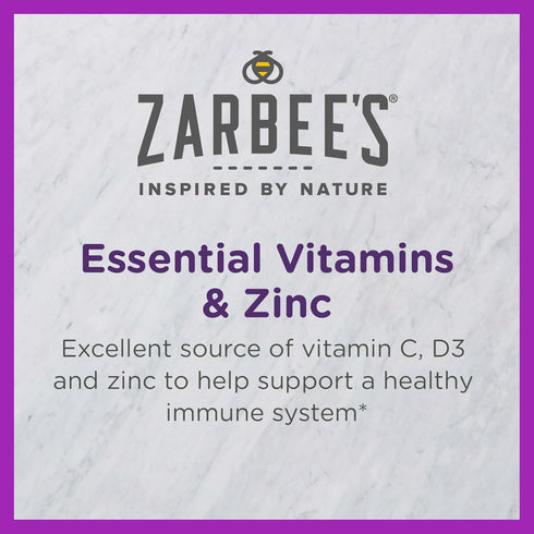 Zarbee's Kids Immune Support, Vitamin C, D & Zinc Daily Immunity Vitamins for Children 4+ Years, Natural Tropical Fruit Flavor, 28 Chewable Tablet...