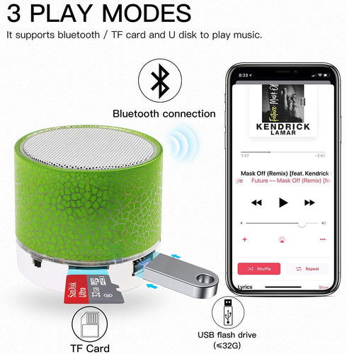 AICase Portable Wireless Mini Bluetooth Speaker, Super Bass Stereo Rechargeable Speaker with LED Lights......