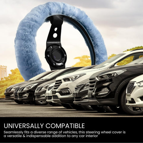 Andalus Australian Sheepskin Wool Steering Wheel Cover for Women & Men - Universal 15 Inch Steering Wheels & Accessories - Eco-Friendly Wheel Cove...