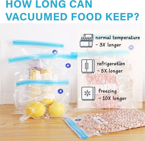 20 PCS Reusable Vacuum Sealer Bags for Food & Snack Storage, Meal Prep & Sous Vide, BPA Free Vacuum Zipper Bags, Freezer & Microwave Safe, 2 Sizes...