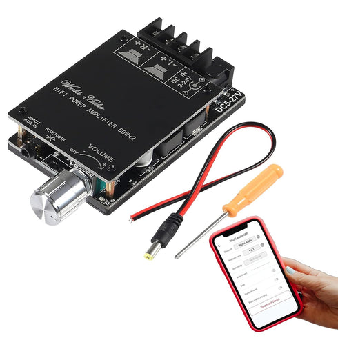 ZK-502C Bluetooth 5.0 Amplifier Board,100w Audio Amp Board Dual Channel DC8-24V, Password Free Connect to Phone Quietly for Home Passive Speakers ...