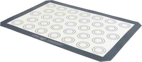 Chicago Metallic Silicone Pastry Mat with Measurements,, Baking Mat with Cookie Marks Gray 16.5x11.5 Inch...