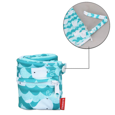 Damero Cloth Diaper Wet Dry Bag with Handle for Swimsuit, Pumping Parts, Wet Clothes and More, Ideal for Travel, Exercise, Daycare, Swimming, Reus...