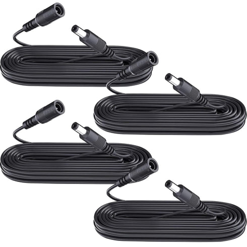 4 Pack 10ft/3M DC Power Extension Cable,12V DC 5.5mm*2.1mm Power Adapter Cord for 12V CCTV Security Camera, DVR, NVR, Baby Monitor, LED Strip Stri...