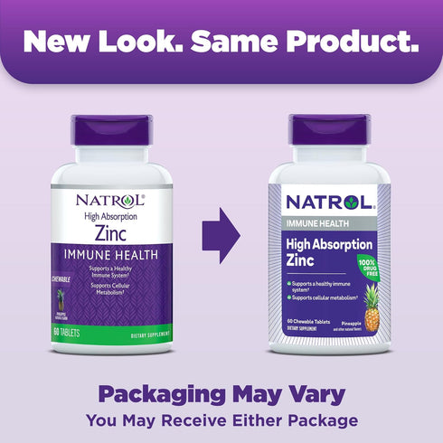 Natrol High Absorption Zinc 7.5 mg per serving, Dietary Supplement for Immune Health, Chewable Tablets for Adults, 60 Zinc Tablets, 60 Day Supply...