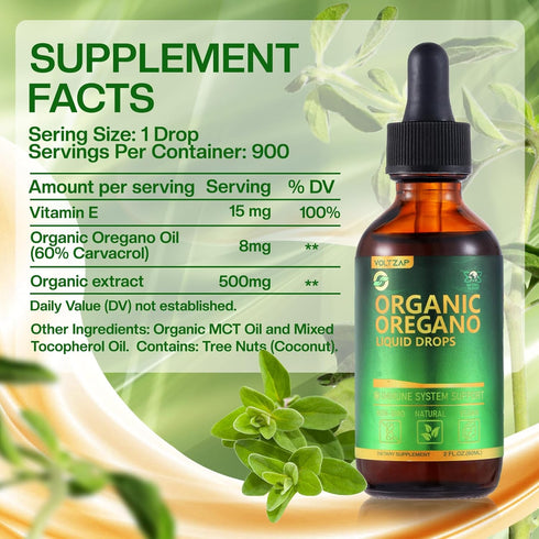 Oregano Oil Organic Liquid Drops: Supplement for Immune Support Digestion Health Antioxidant Health Vegan Sugar Free 2 Fl.Oz for Adult...