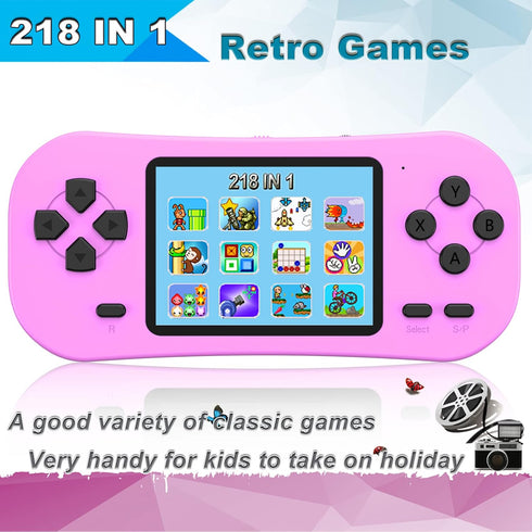 Retro Handheld Games for Kids Built in 218 Classic Old Style Electronic Game 2.5'' Screen 3.5MM Earphone Jack USB Rechargeable Portable Video Play...