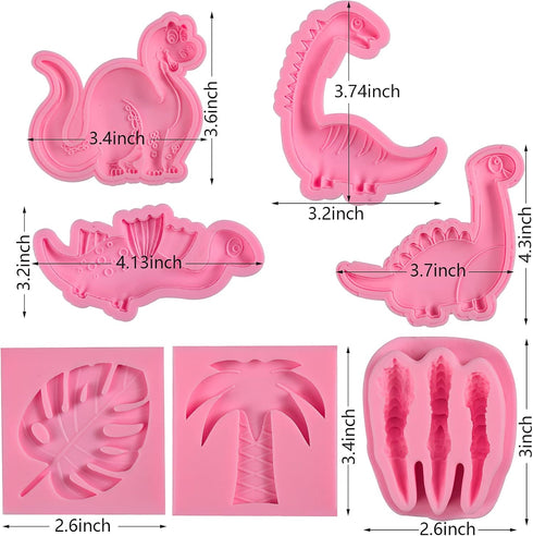 Dinosaur Fondant Silicone Chocolate Molds (7Pcs), Kid's Cartoon Dino Claws Clay Mold for cake decorating, sugar crafts. Dinosaur Theme Party Chris...