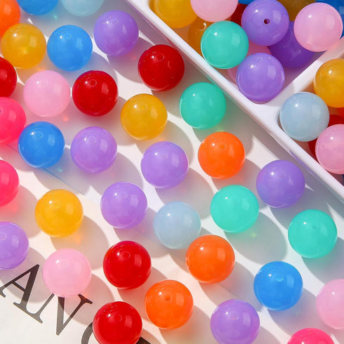 20mm Acrylic Beads Color Round Beads Chunky Bubblegum Beads for DIY Jewelry Making (Color)...